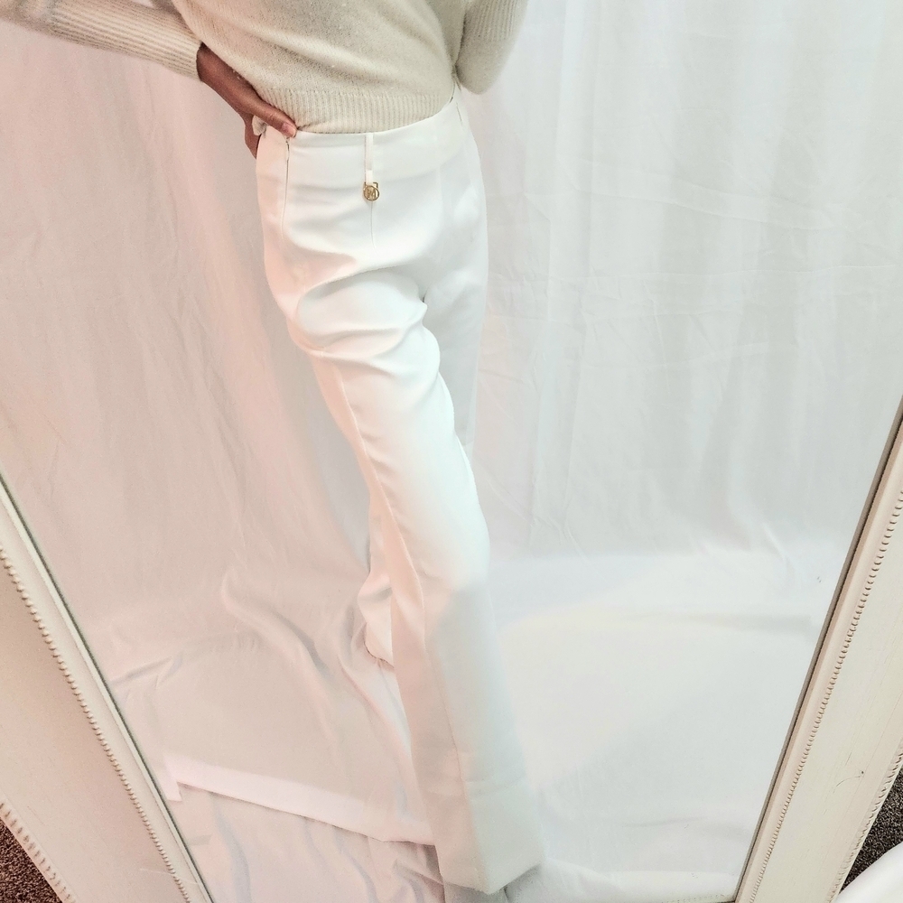 Meshki White Wide Leg Trousers
